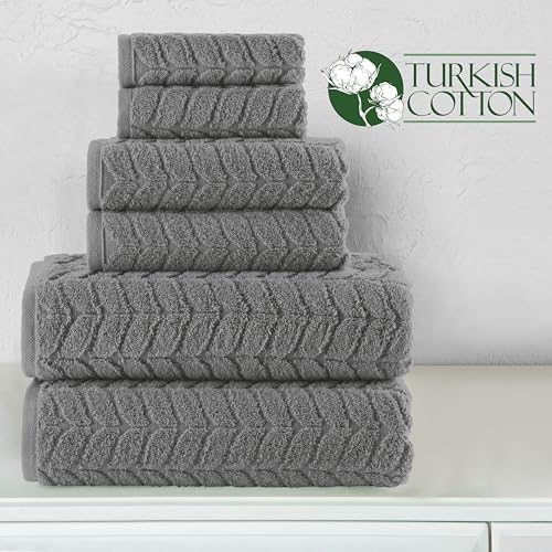 Elegant Comfort 6-Piece Turkish Cotton Towel Set Gray