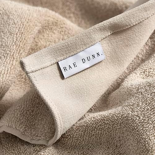 Rae Dunn 6-Piece Towel Set - Taupe and White 1