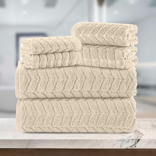 Elegant Comfort Turkish Cotton Towel Set Ivory 6-Piece