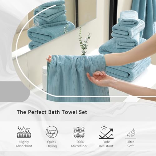 18 Piece Soft Turquoise Bath Towel Set