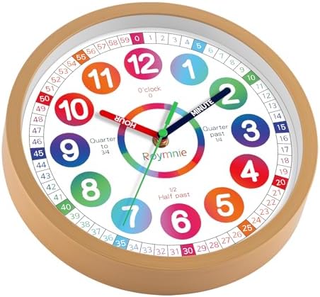 Roymnie Learning Clock for Kids 8 Inch Silent Non-Ticking