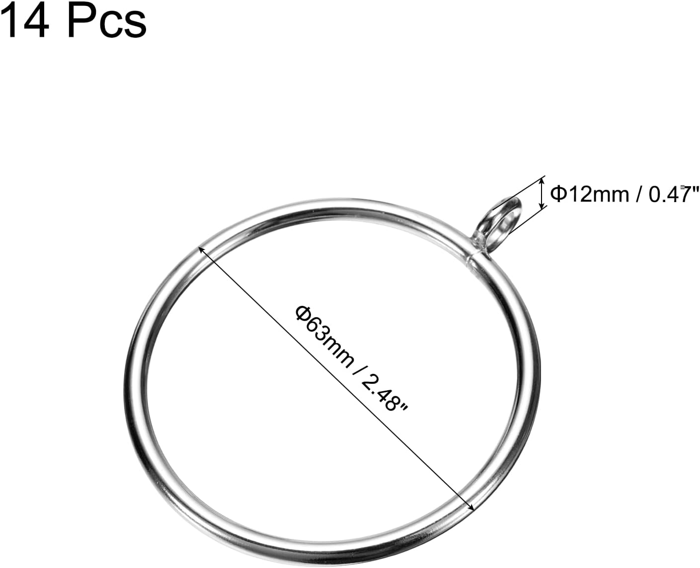 Uxcell 14PCS Silver Caf Curtain Rings with Eyelets