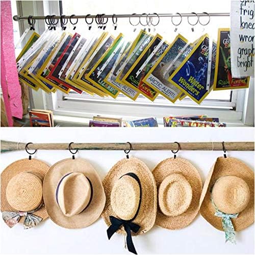 42 Pack Curtain Rings with Clips Black