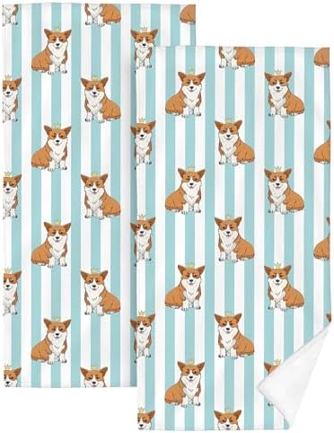 HIKENVIU Corgi Dog Bath Towels Set of 2 14x28 Inch