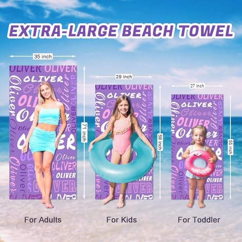PUREFLY Personalized Beach Towel with Name - 420GSM Cotton Blend