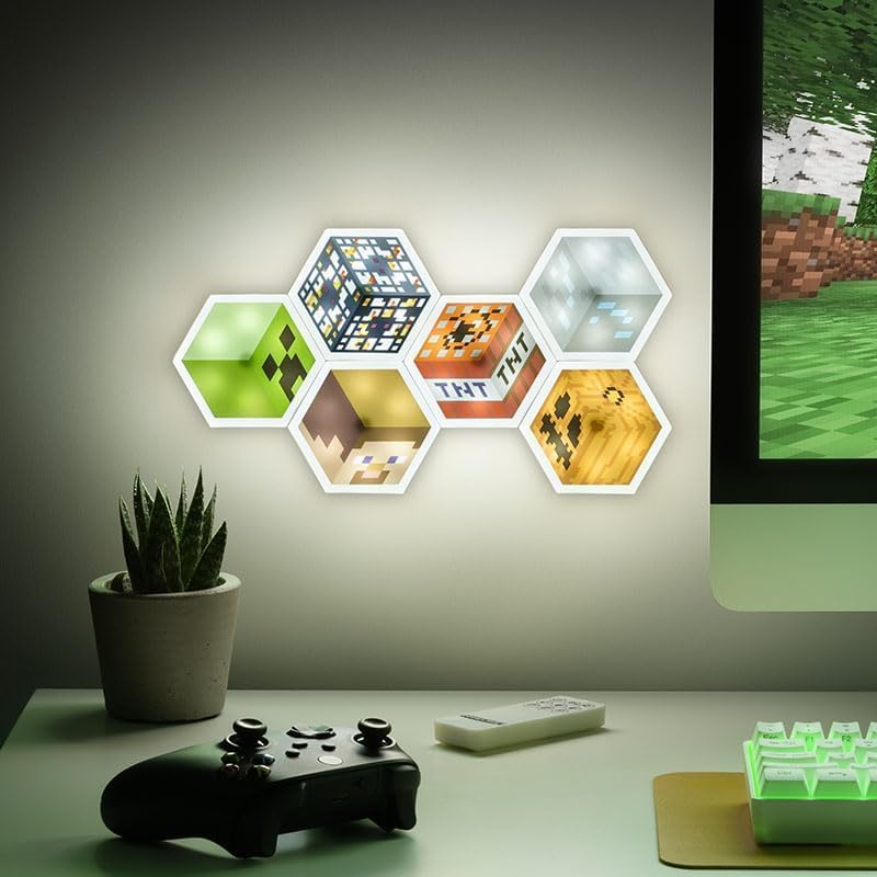 Minecraft LED Hexagon Block Light - Creeper TNT Steve