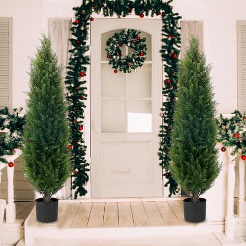 4ft Artificial Cedar Topiary Tree Potted Plants