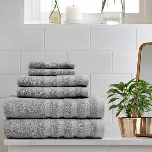 Hearth Harbor 6 Piece Light Gray Bath Towel Set