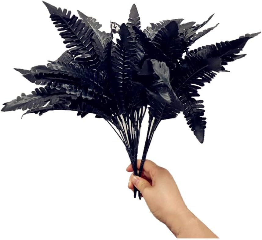 4 Bunches Artificial Fern Plants 14 Tall Black Decor