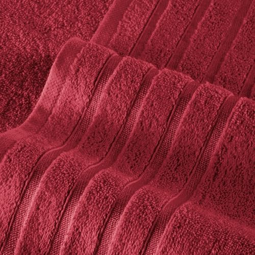 Elegant Comfort 4 Lines Viscose Stripe 6-Piece Towel Set - Burgundy 1