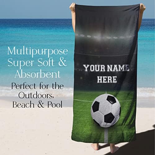 Personalized Soccer Ball Beach Towel for Kids and Adults