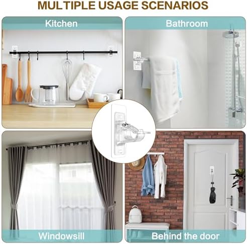 MUAKIOY Clear Curtain Rod Holders 20 Pack No Drilling