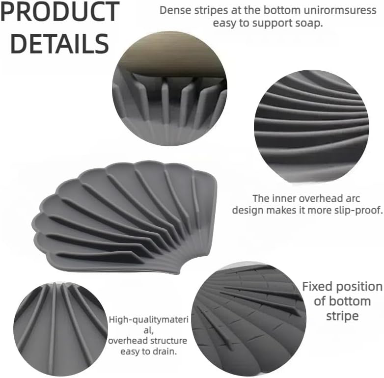 YGB Self-Draining Silicone Soap Dish Non-Slip Holder for Bathroom