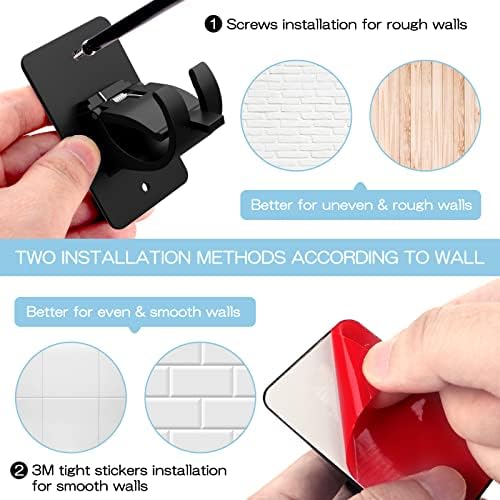 8 Pieces Self Adhesive Curtain Rod Brackets Black