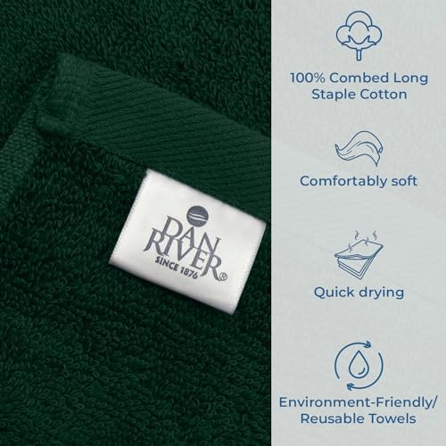 DAN RIVER 100 Cotton Bath Towels 27x54 inches Pack of 4 Hunter Green