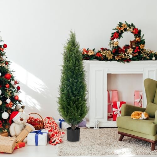 4ft Artificial Cedar Topiary Tree Potted Plants