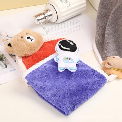 6 Pack Cute Cartoon Hand Towels with Hanging Loop