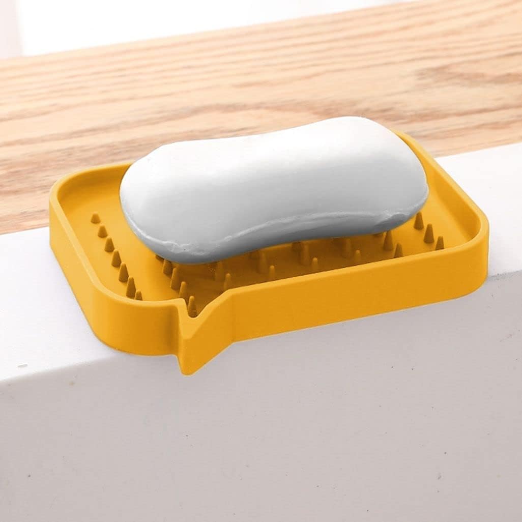 Self Draining Soap Dish Silicone Holder with Drainage Hole Orange
