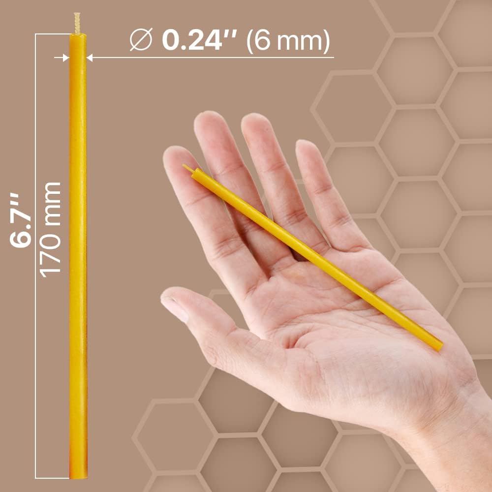 45 Pack Pure Beeswax Taper Candles 7 Inch Honey Scented