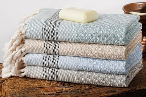 DEMMEX Set of 2 Micro Waffle Hand Towels - Brown