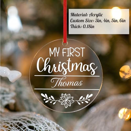Jasilon Personalized Babys First Christmas Acrylic Ornament