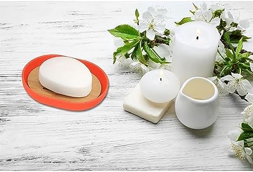 Premium Orange Soap Dish with Bamboo Tray 1