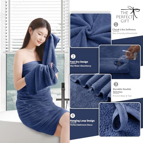 MAGGEA 4-Piece Extra Large Bath Sheet Set - 35x70 Inch Ultra Soft Towels