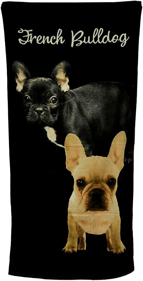 Zeckos 2 French Bulldogs Black Beach Towel 30 X 60 Inch 1