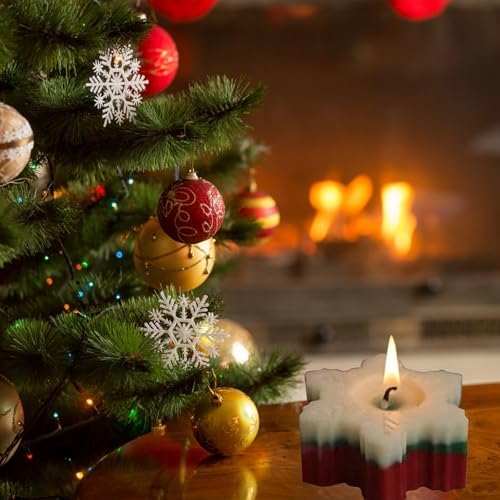 Winter-Themed Christmas Candles with Snowflake Design