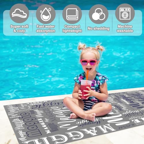 Hoomall Personalized Gray Beach Towel with Name