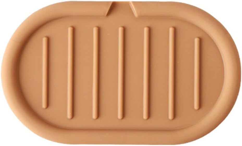Self Draining Soap Holder 15cmx9cm Silicone Tray for Bathroom and Kitchen Orange
