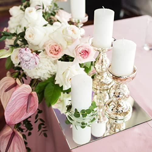 VASUHOME 12 Square Mirror Candle Holders Set of 12