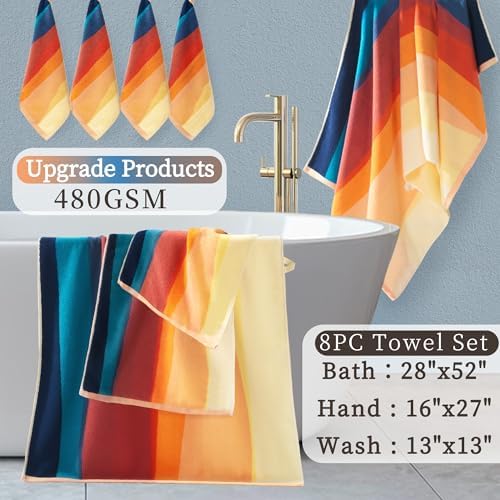 VOOVA MOVAS Patterned Towel Set Red Orange 8PCS