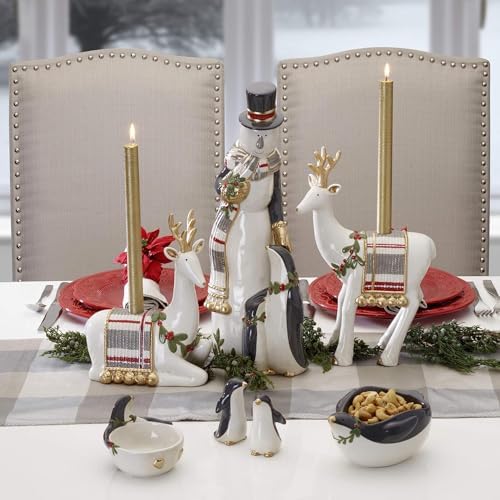 Fitz and Floyd Mistletoe Deer Candleholder Set 1