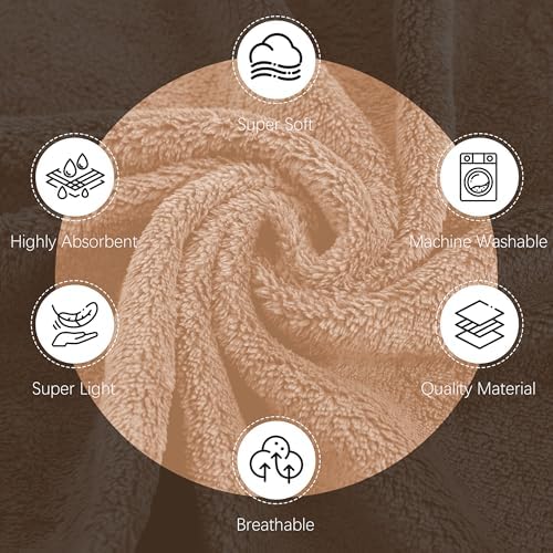 Cosy Family 6 Pack Ultra Soft Microfiber Hand Towels - 16x28 Inch Brown