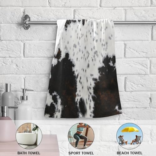COVASA 2 Pack Cow Print Hand Towels for Bathroom and Kitchen
