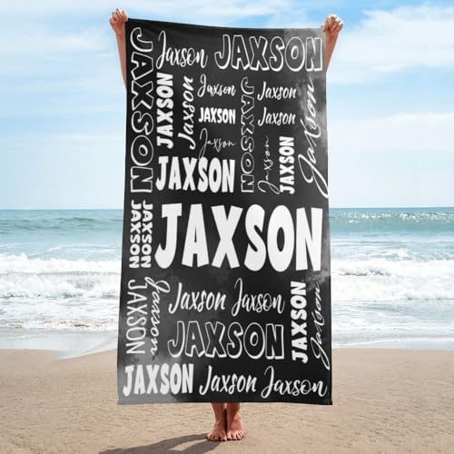 Dr TOUGH Custom Beach Towels with Names for Adults Kids