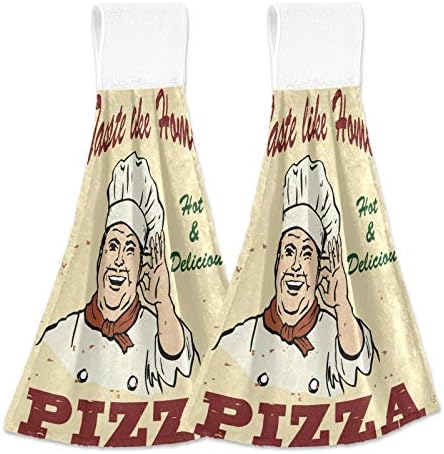Kcldeci Vintage Pizza Hand Towels 2 Pack