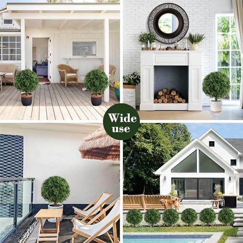 Chillchard 22 Artificial Boxwood Topiary 2 Pack UV Resistant Fake Shrubs
