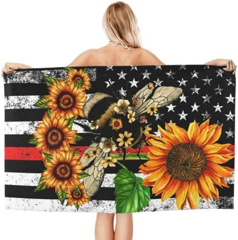 TUIEOMSE American Flag Beach Towel - Soft Fluffy Vibrant