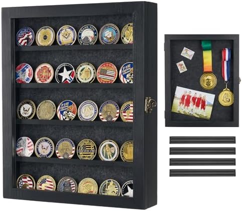AW BRIDAL Large Shadow Box for Coins and Collectibles 11x14 Inch Black