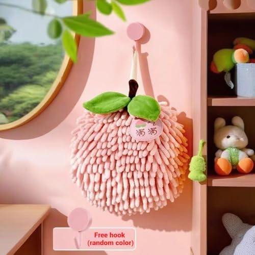 Aimery Fuzzy Ball Hand Towels Set of 6 with Wall Hooks
