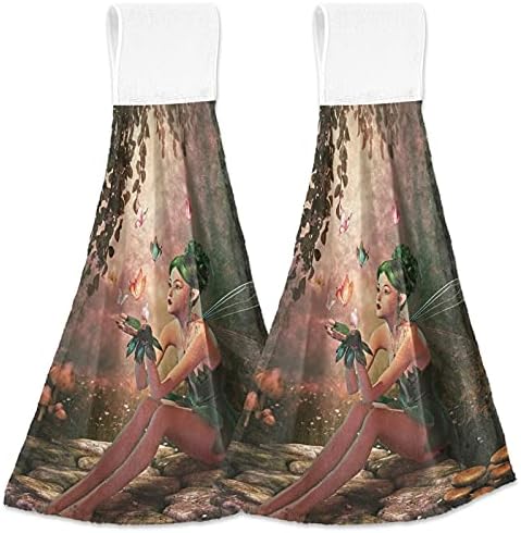 visesunny 2 Pack Soft Cotton Kitchen Hand Towels with Hanging Loop