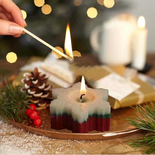 Winter-Themed Christmas Candles with Snowflake Design