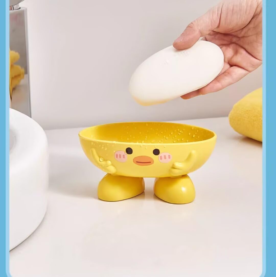Yellow Duck Design Suction Soap Holder for Shower Bathroom Kitchen