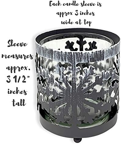 Snowflake Candleholder Set of 2 - Metal Glass
