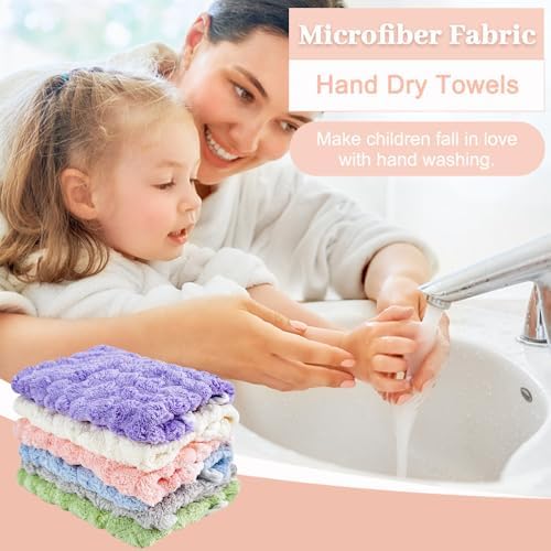 6Pcs Coral Velvet Hand Towels with Hanging Loop 1
