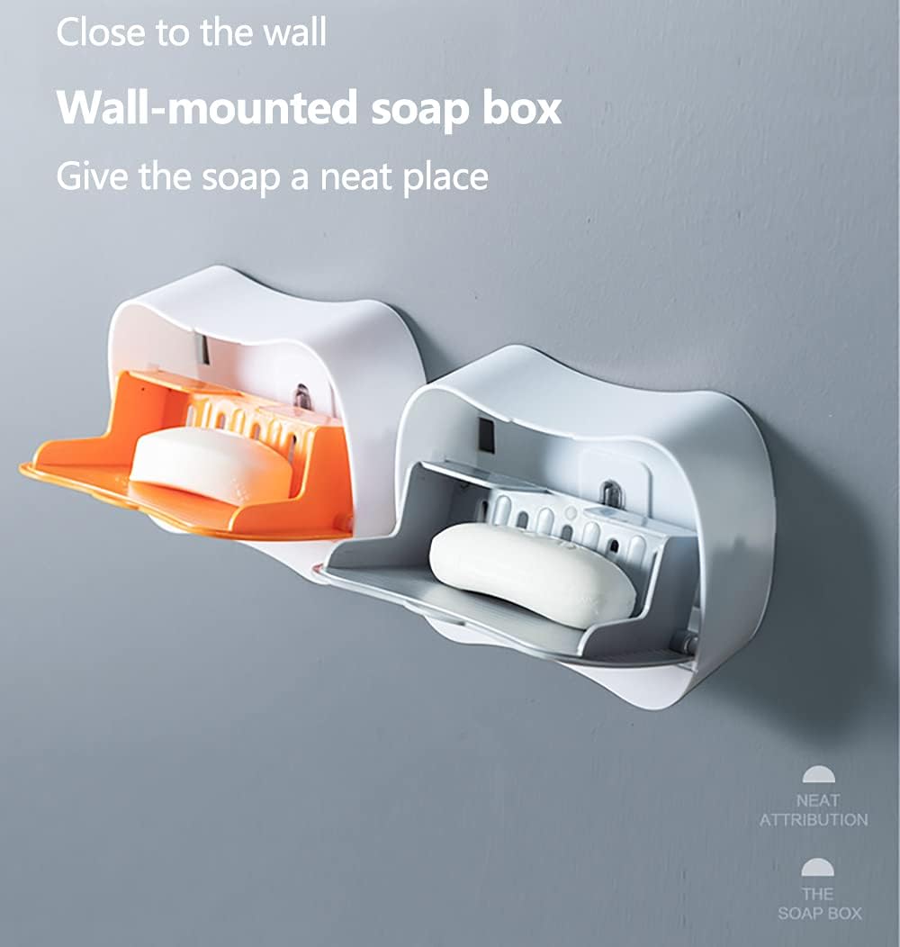 SHOUCAN Bar Soap Holder Adhesive No Drilling Wall Mount Large Orange