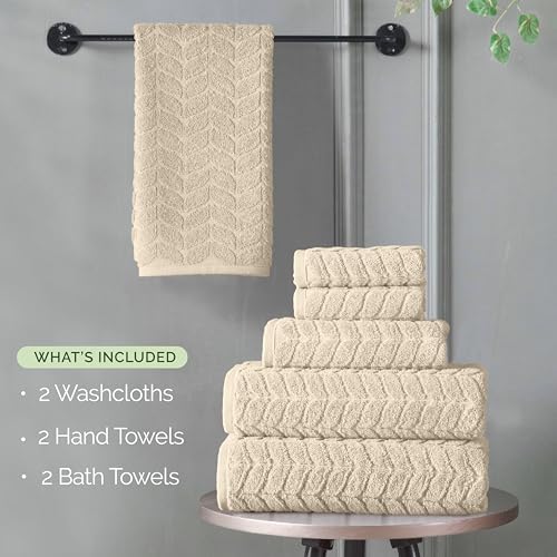 Elegant Comfort Turkish Cotton Towel Set Ivory 6-Piece