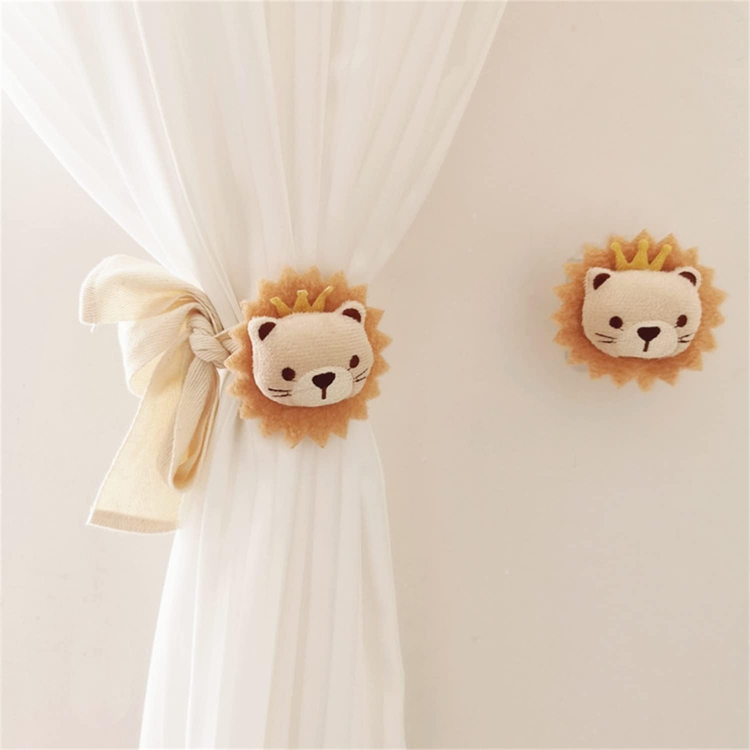 2 Pack Cartoon Animal Curtain Tiebacks with Lion Design